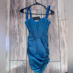 H:ours Miquela Mini Dress in Teal XS NWT